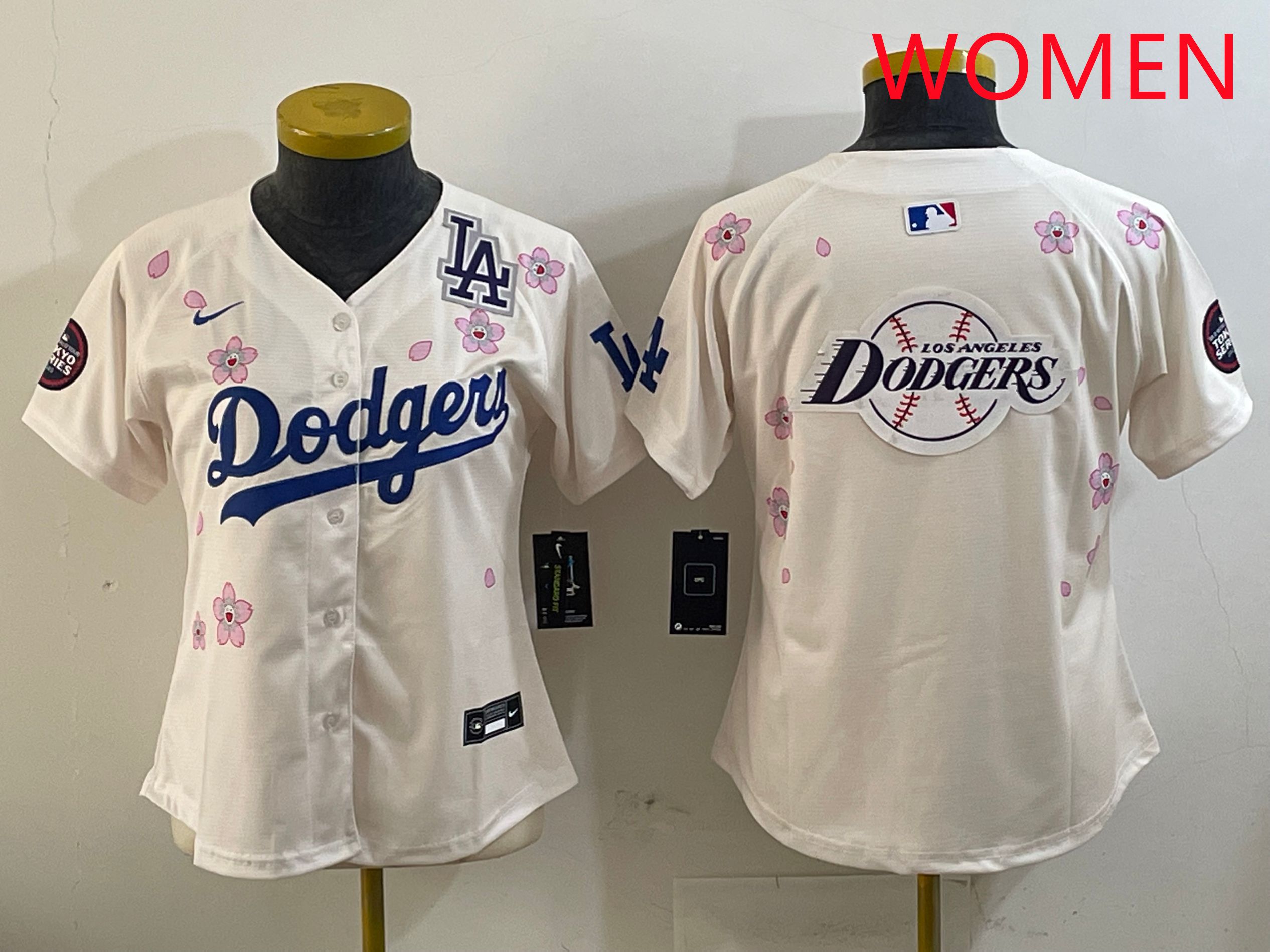 Women Los Angeles Dodgers Blank Cream Sakura Edition 2025 Nike MLB Jersey style 29